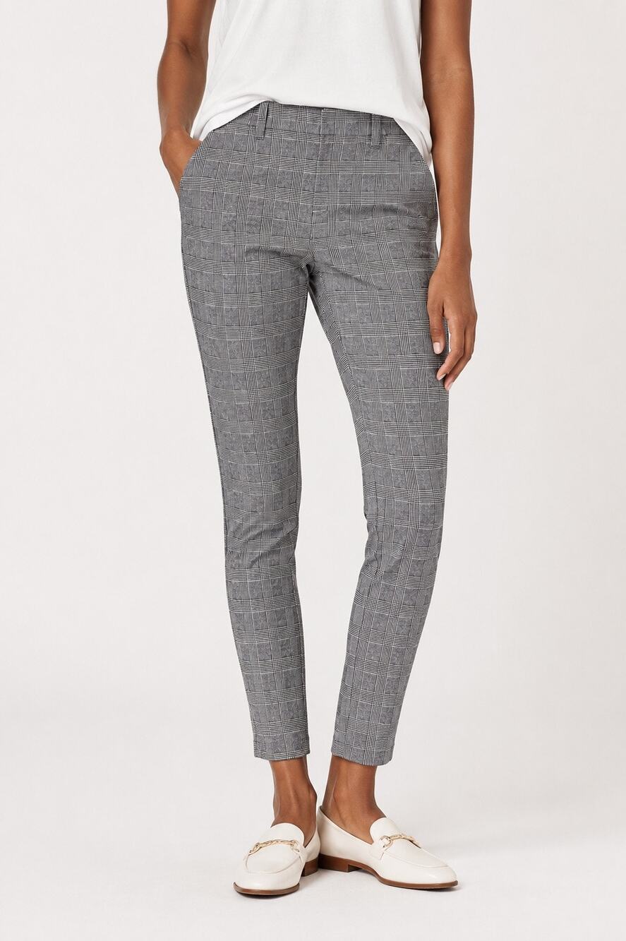 Amazon Essentials Women’s Plaid Ankle Pants Gray Stretch Career Work Pants L NWT